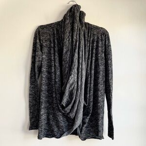 DKNY Charcoal Wrap Front Knit Cardigan